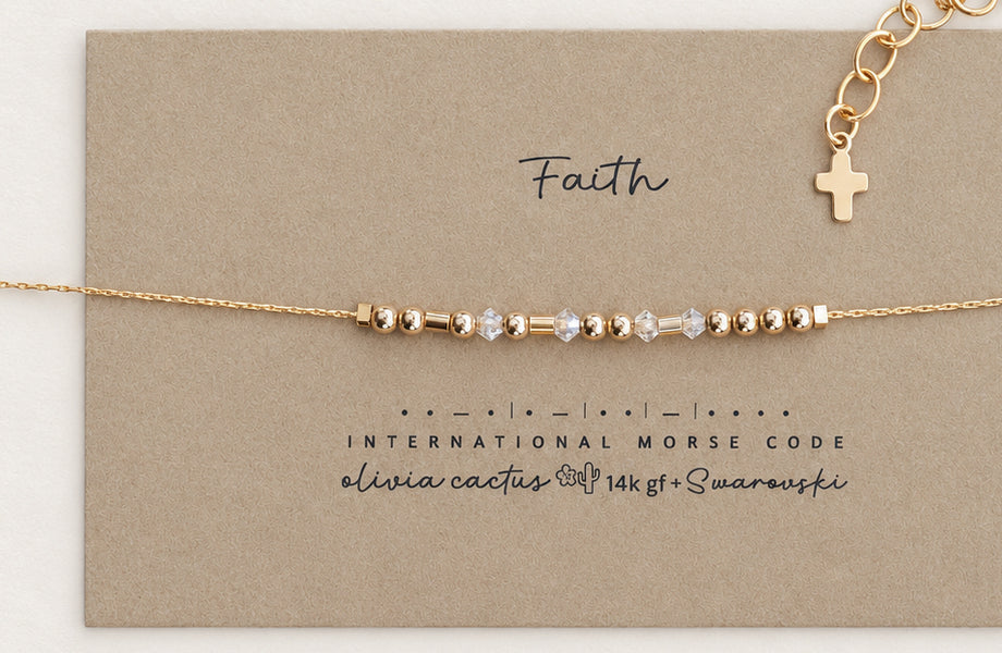 Faith Morse Code Bracelet with Cross Charm
