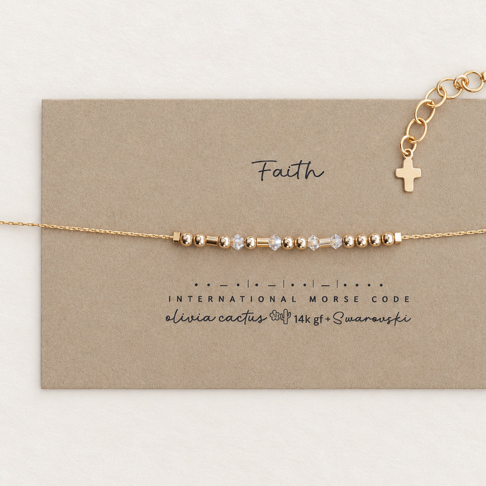 Anxiety Reminder Morse Code Bracelet, Swarovski Crystals