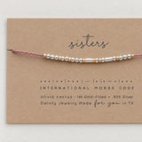 Sisters Morse Code Bracelet: Silver Beads