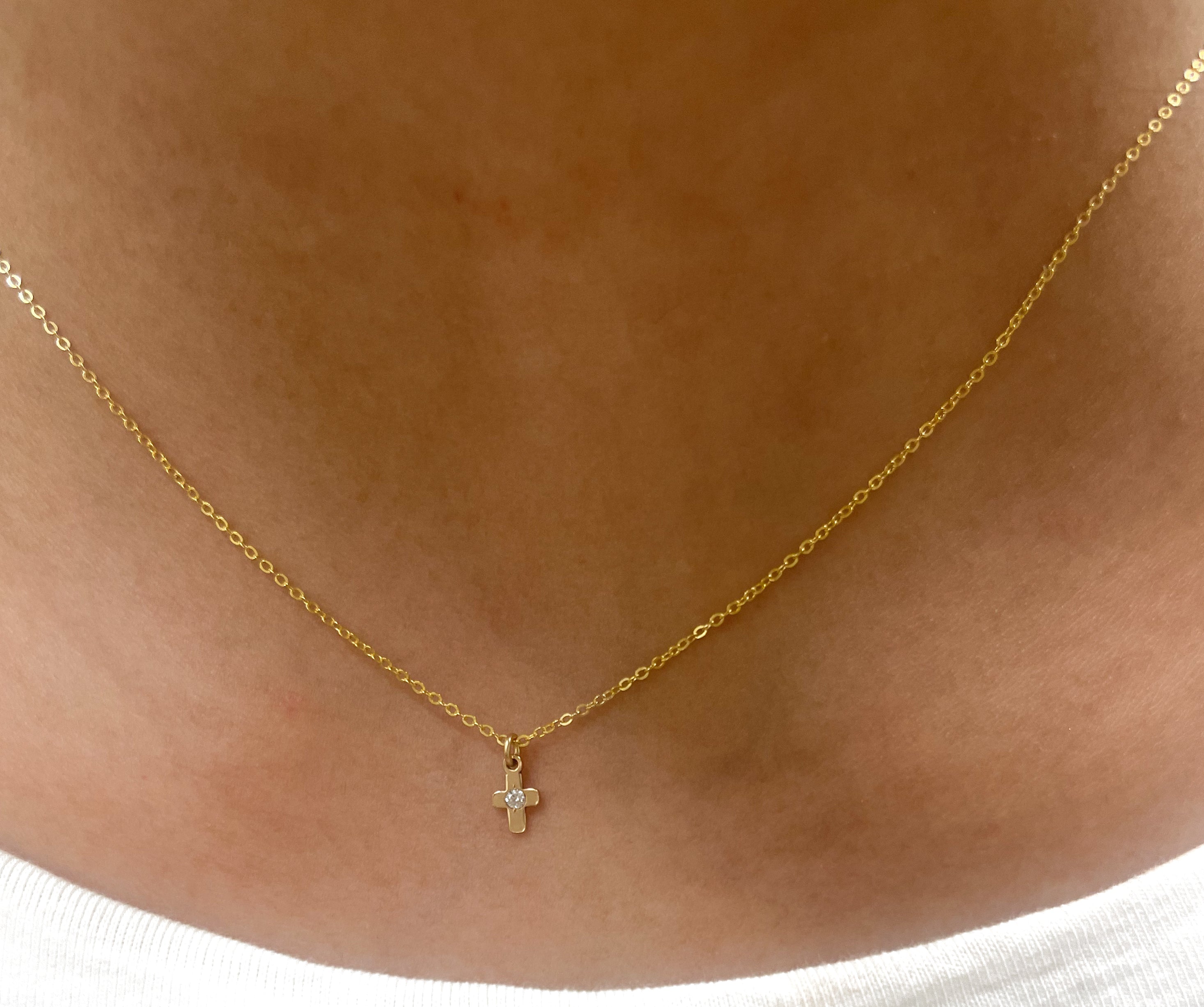Dainty 14k Gold Filled Cross Necklace