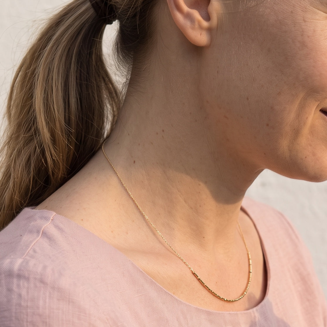Custom Morse Code Necklace, Gold