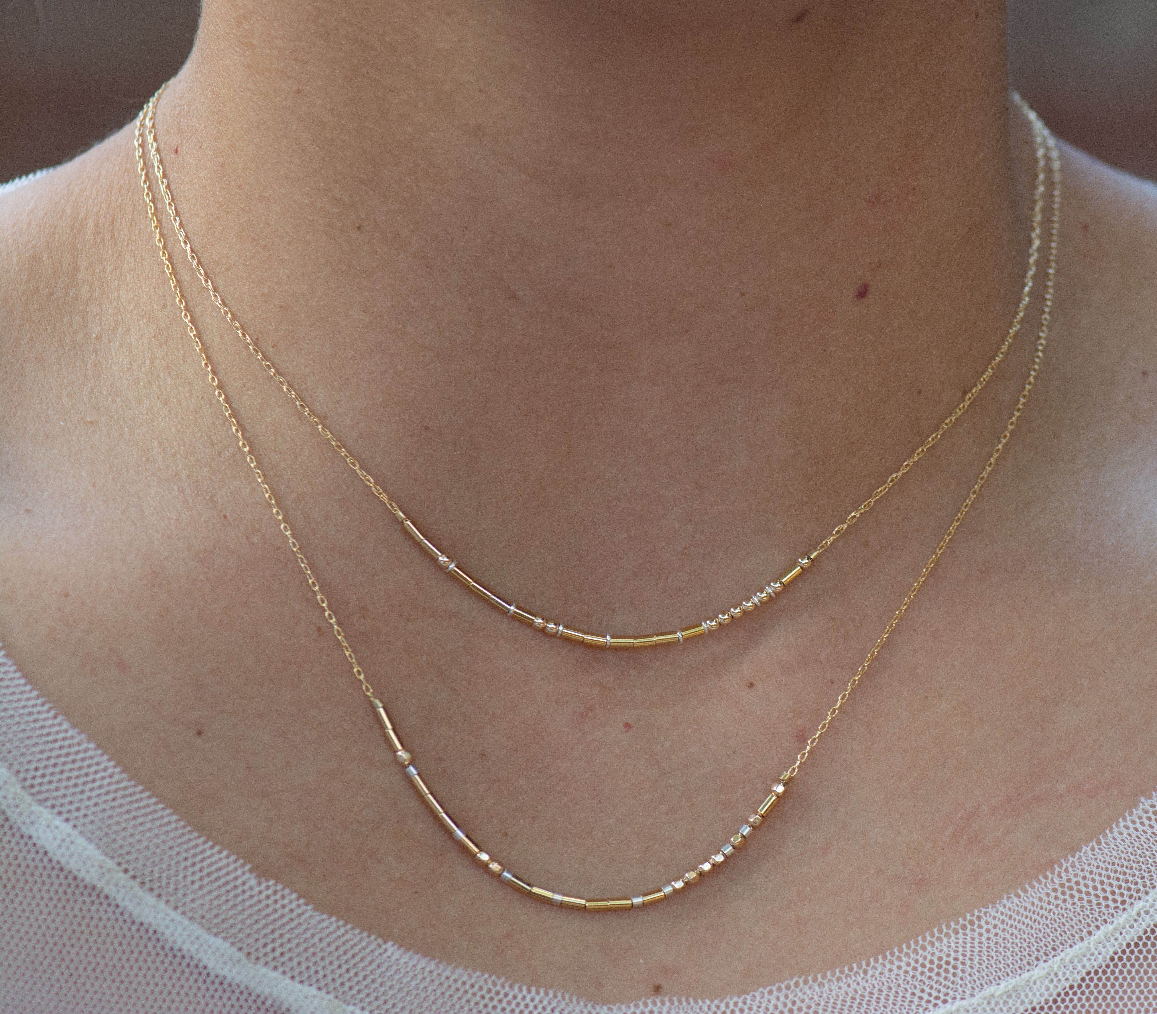 Custom Morse Code Necklace, Gold