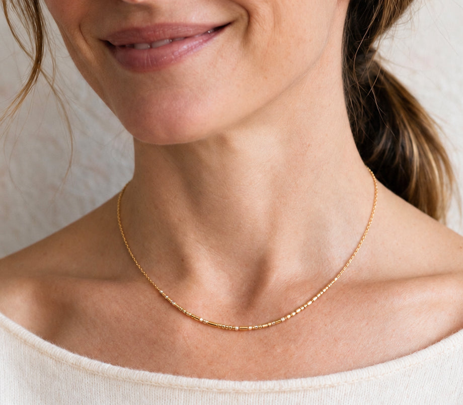 Custom Morse Code Necklace, Gold