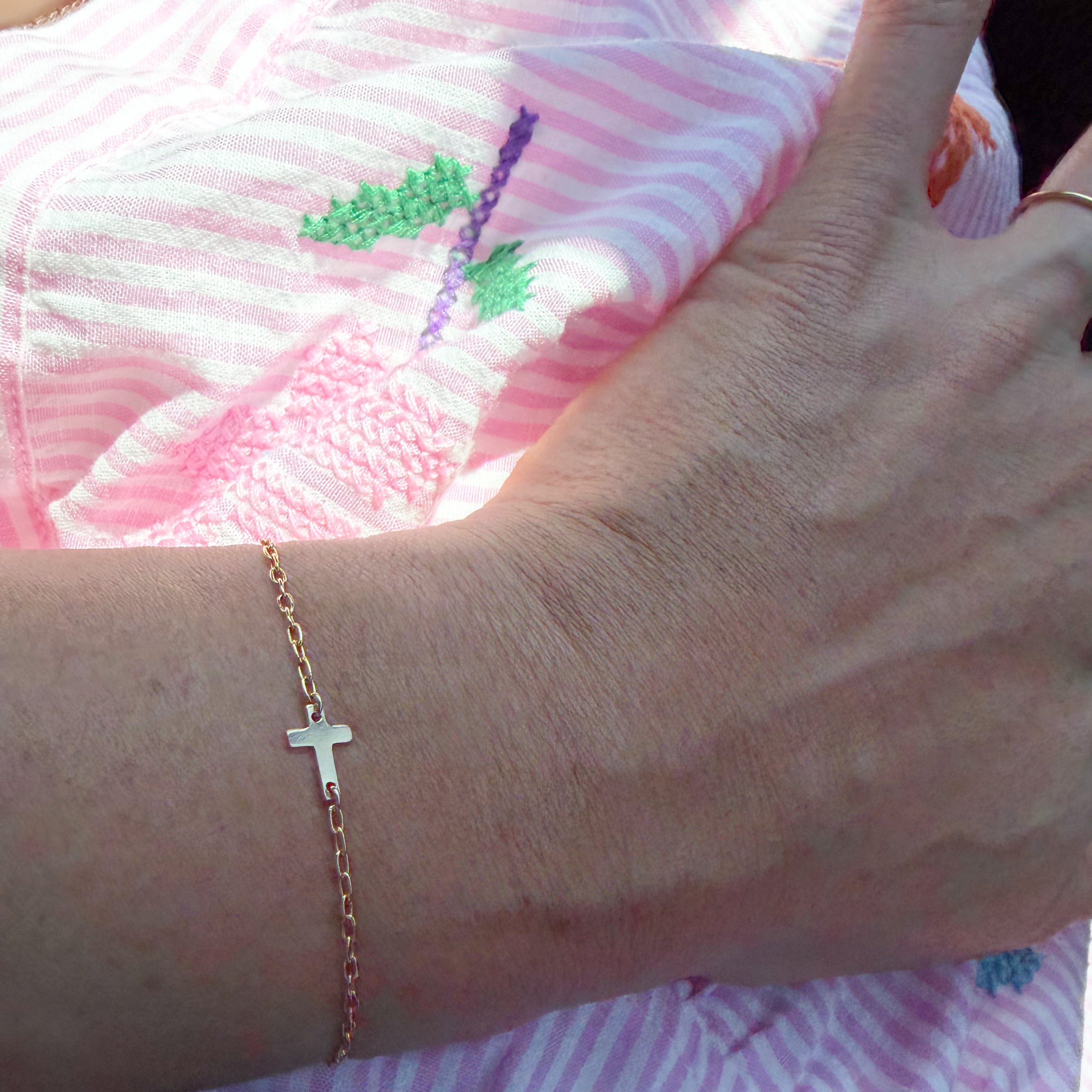 Sideways Cross Chain Bracelet