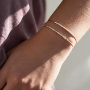 Custom Silver Morse Code Bracelet on Silk Cord