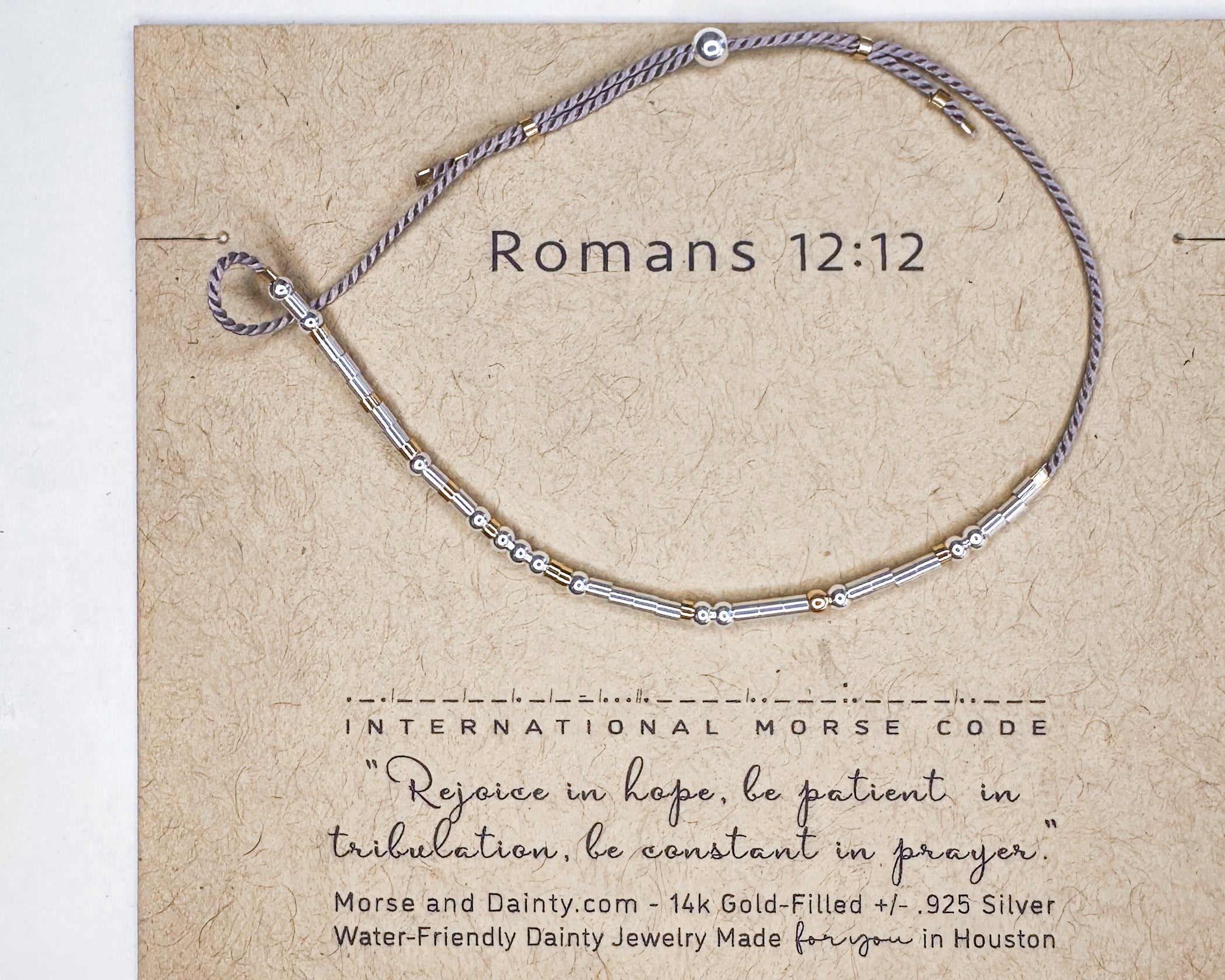 Romans 12 12 Bible Verse Bracelet - Maya Morse and Dainty Jewelry by Olivia Cactus