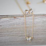 Iris CZ stud earrings and the matching Nasreen solitaire necklace