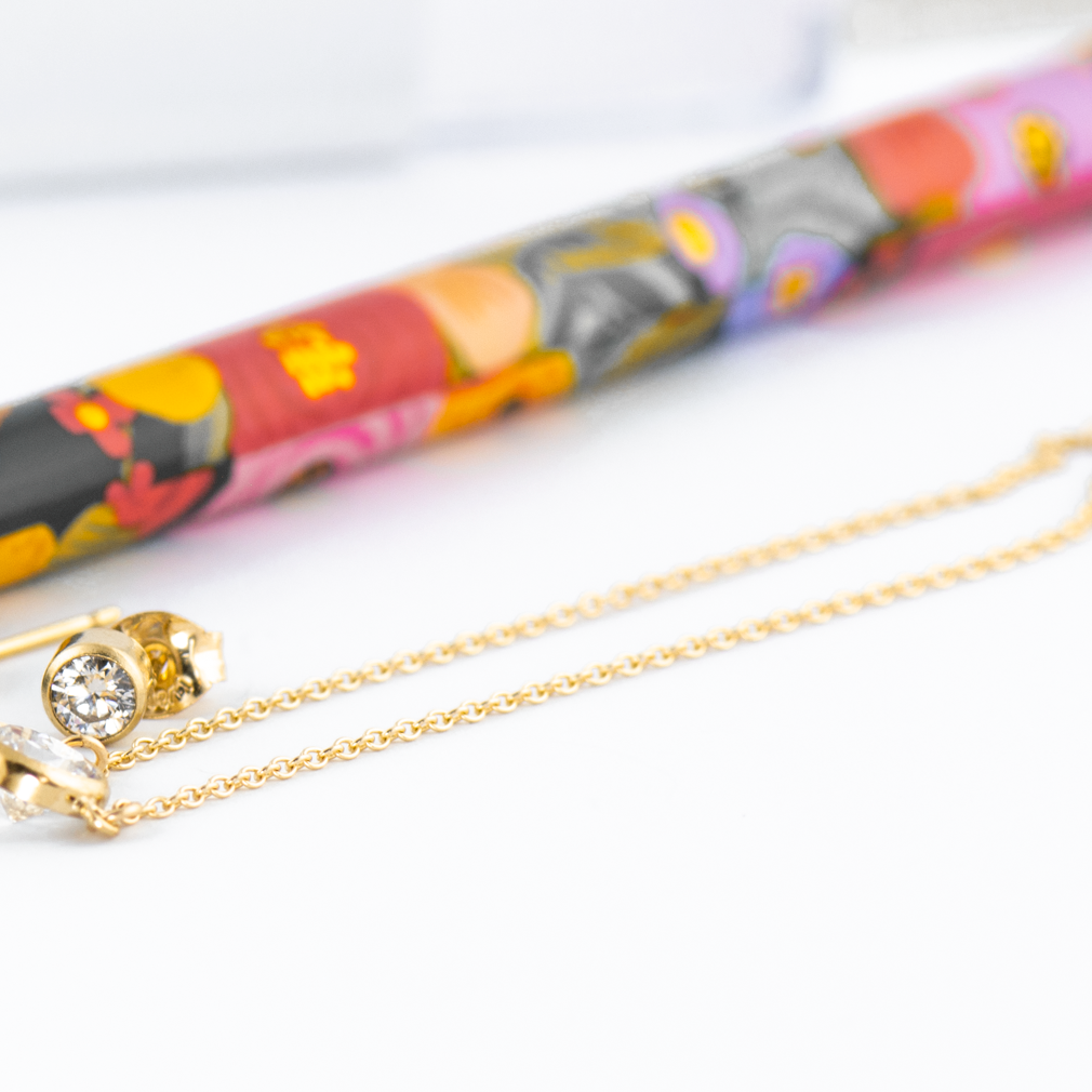 Iris CZ stud earrings with the Nasreen solitaire necklace, gold filled