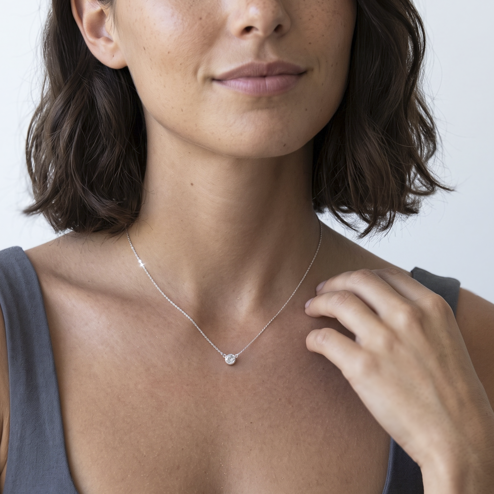 Silver Diamond CZ Necklace