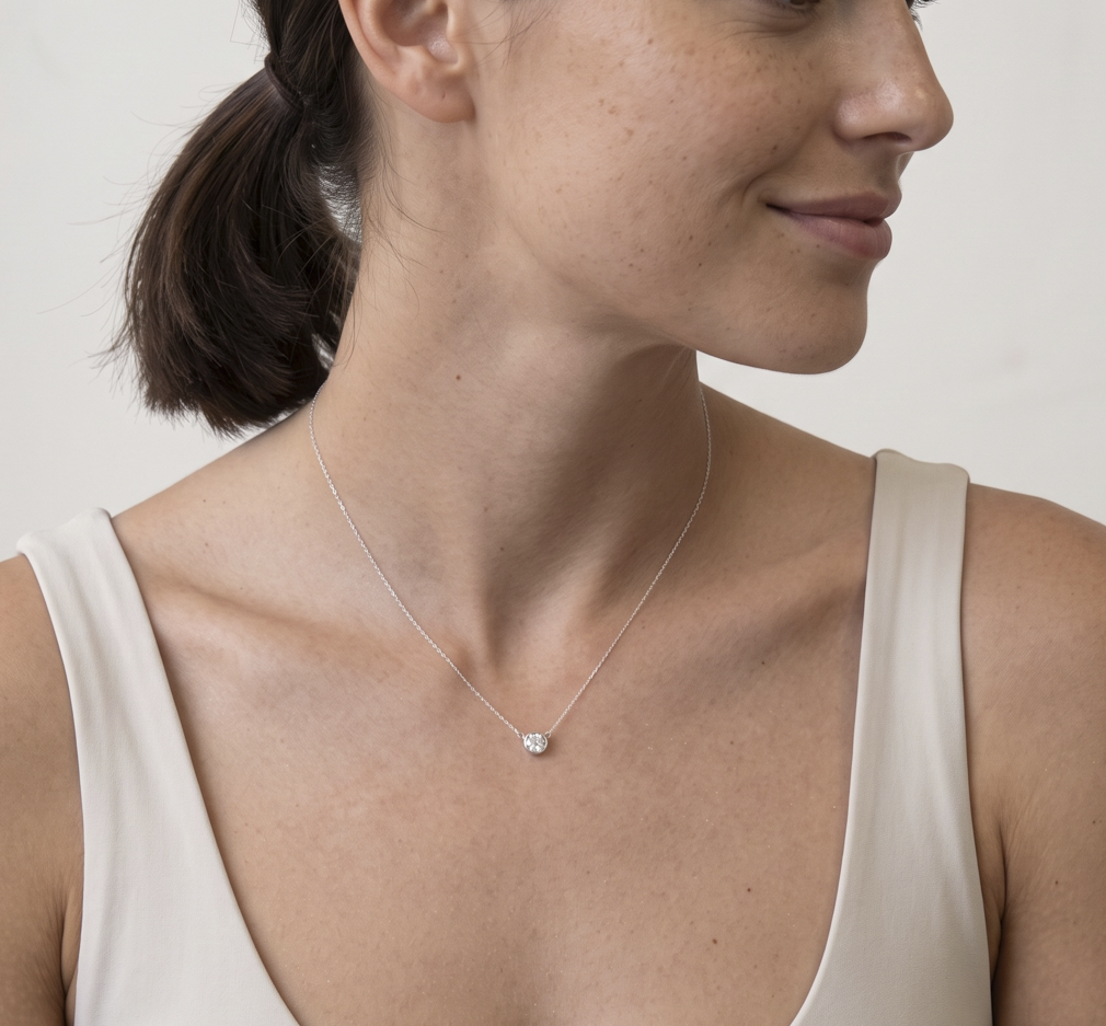 Silver Diamond CZ Necklace