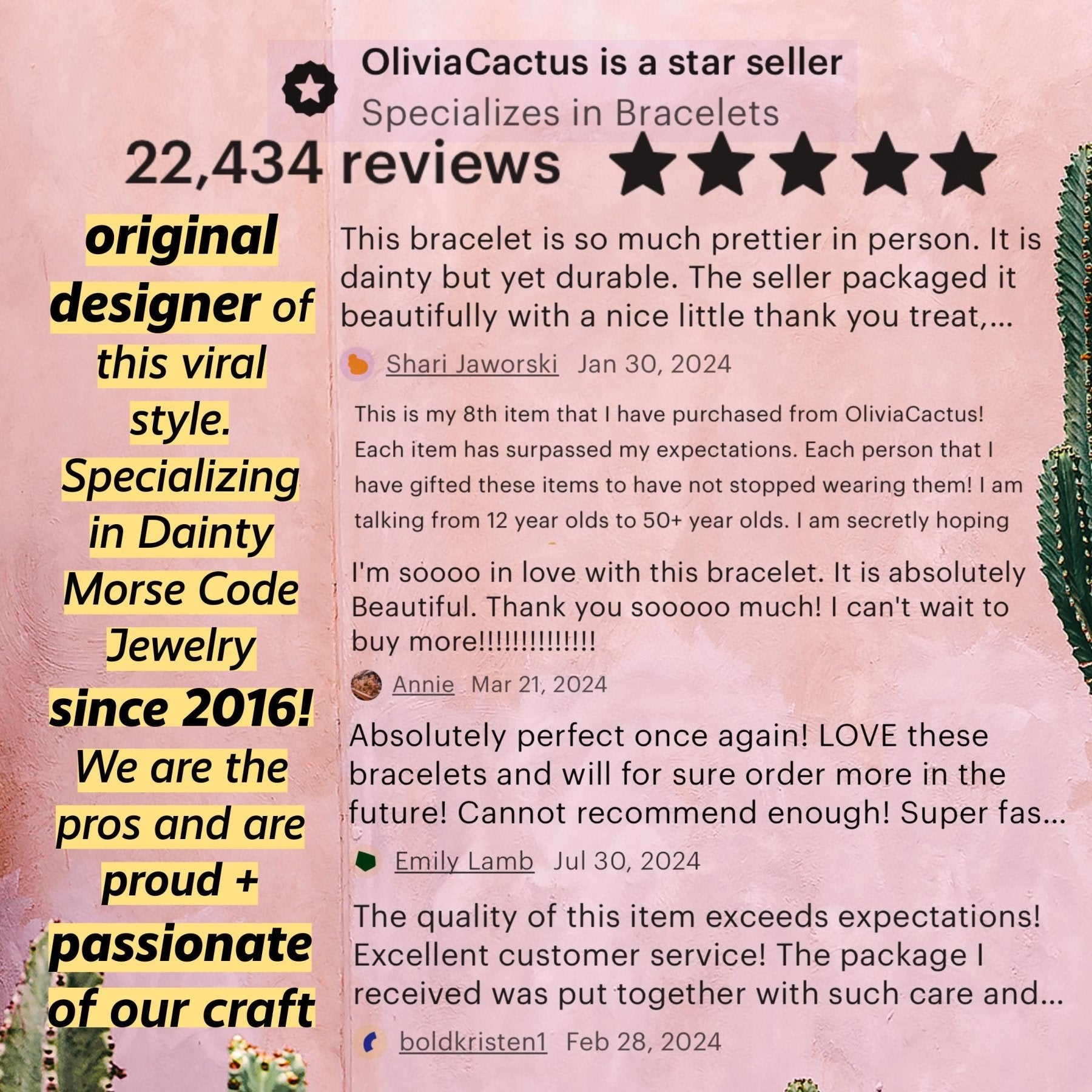 Anti Anxiety Reminder Bible Morse Code Bracelet - Dainty 14K Gold & Silver Jewelry by Olivia Cactus