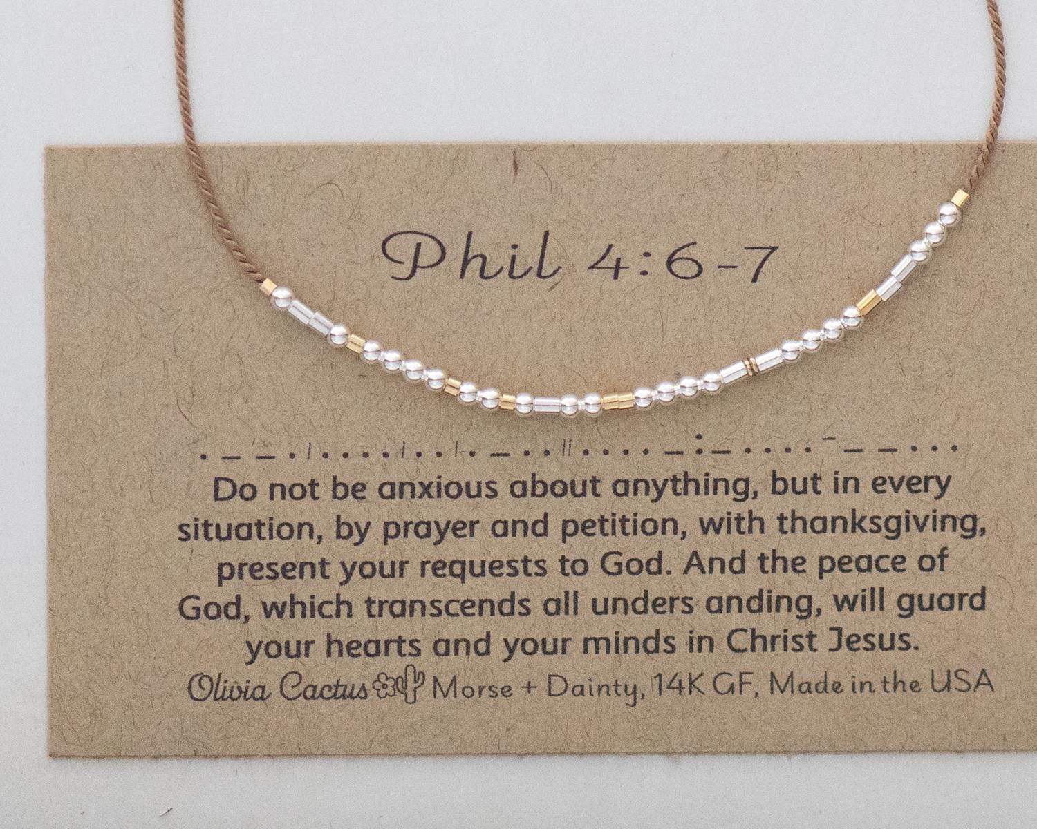 Anti Anxiety Reminder Bible Morse Code Bracelet - Dainty 14K Gold & Silver Jewelry by Olivia Cactus