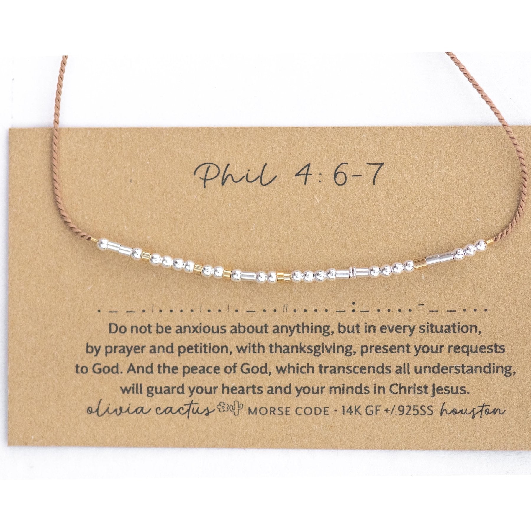 Anti Anxiety Reminder Bible Morse Code Bracelet - Dainty 14K Gold & Silver Jewelry by Olivia Cactus