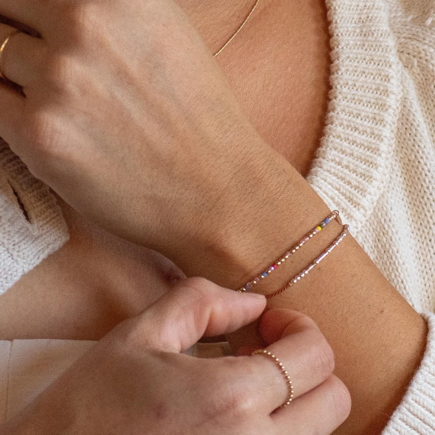 Anti Anxiety Reminder Bible Morse Code Bracelet - Dainty 14K Gold & Silver Jewelry by Olivia Cactus