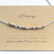Anxiety Reminder Swarovski Morse Bracelet - Dainty 14K Gold & Silver Jewelry by Olivia Cactus