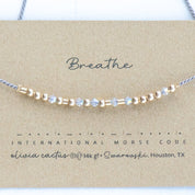 Anxiety Reminder Swarovski Morse Bracelet - Dainty 14K Gold & Silver Jewelry by Olivia Cactus