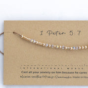 Anxiety Reminder Swarovski Morse Bracelet - Dainty 14K Gold & Silver Jewelry by Olivia Cactus