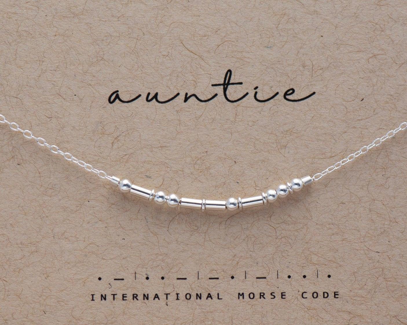 Auntie Morse Code Necklace Morse and Dainty Jewelry by Olivia Cactus