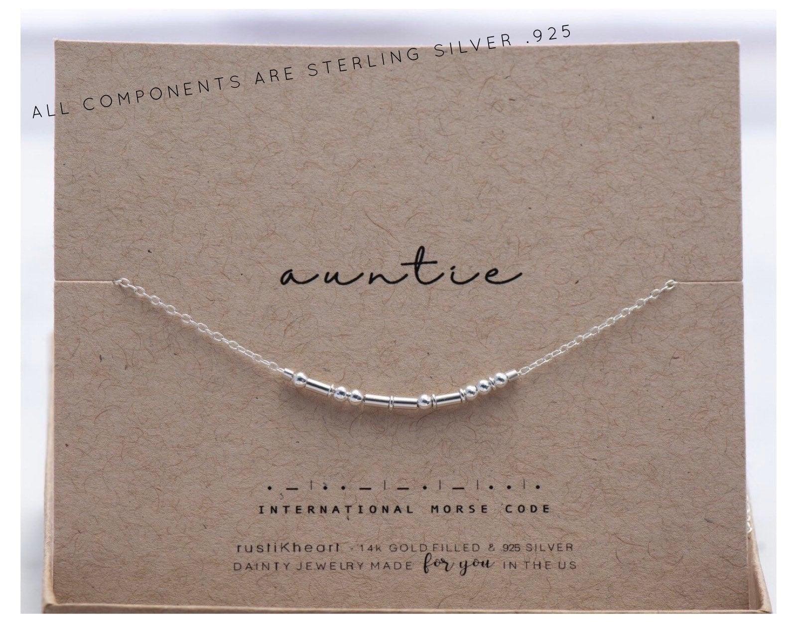 Auntie Morse Code Necklace Morse and Dainty Jewelry by Olivia Cactus