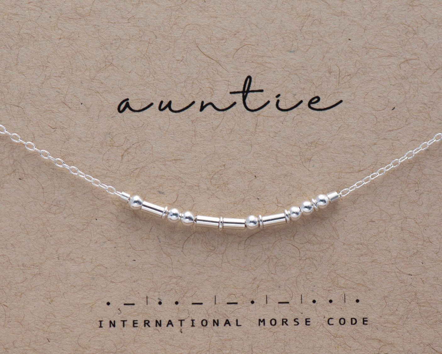 Auntie Morse Code Necklace - Dainty 14K Gold & Silver Jewelry by Olivia Cactus
