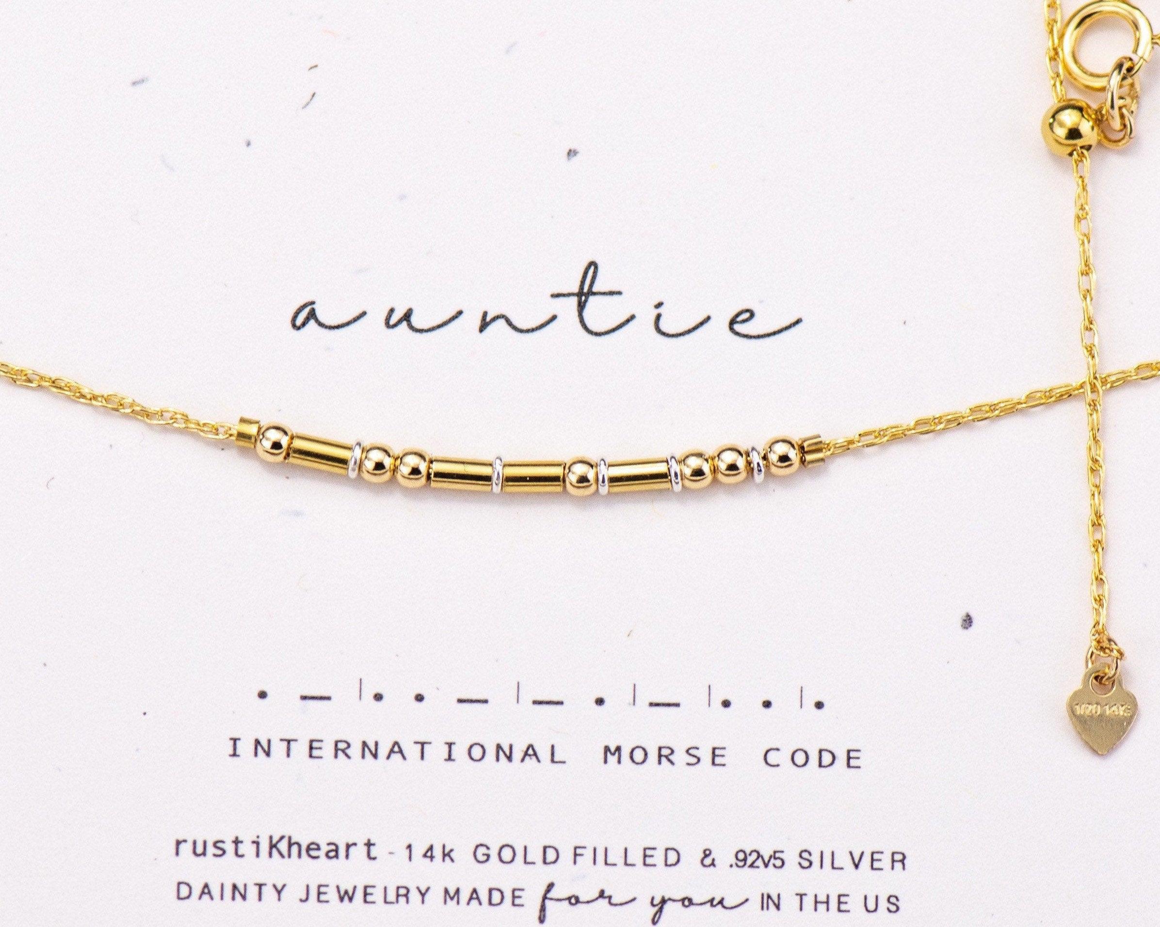 Auntie Necklace Gold - Mia Morse and Dainty Jewelry by Olivia Cactus