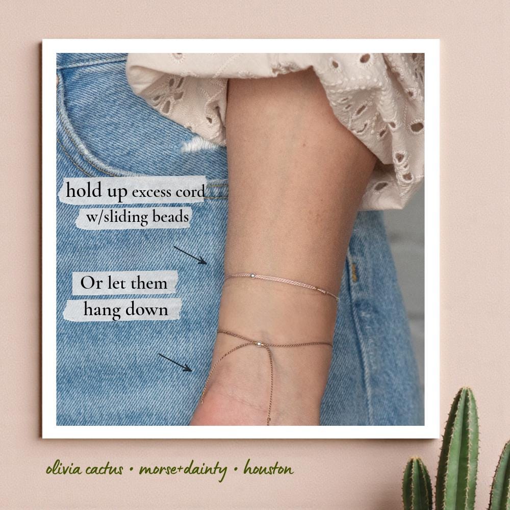 Be Strong - Sterling on Silk Morse Code Bracelet - Dainty 14K Gold & Silver Jewelry by Olivia Cactus