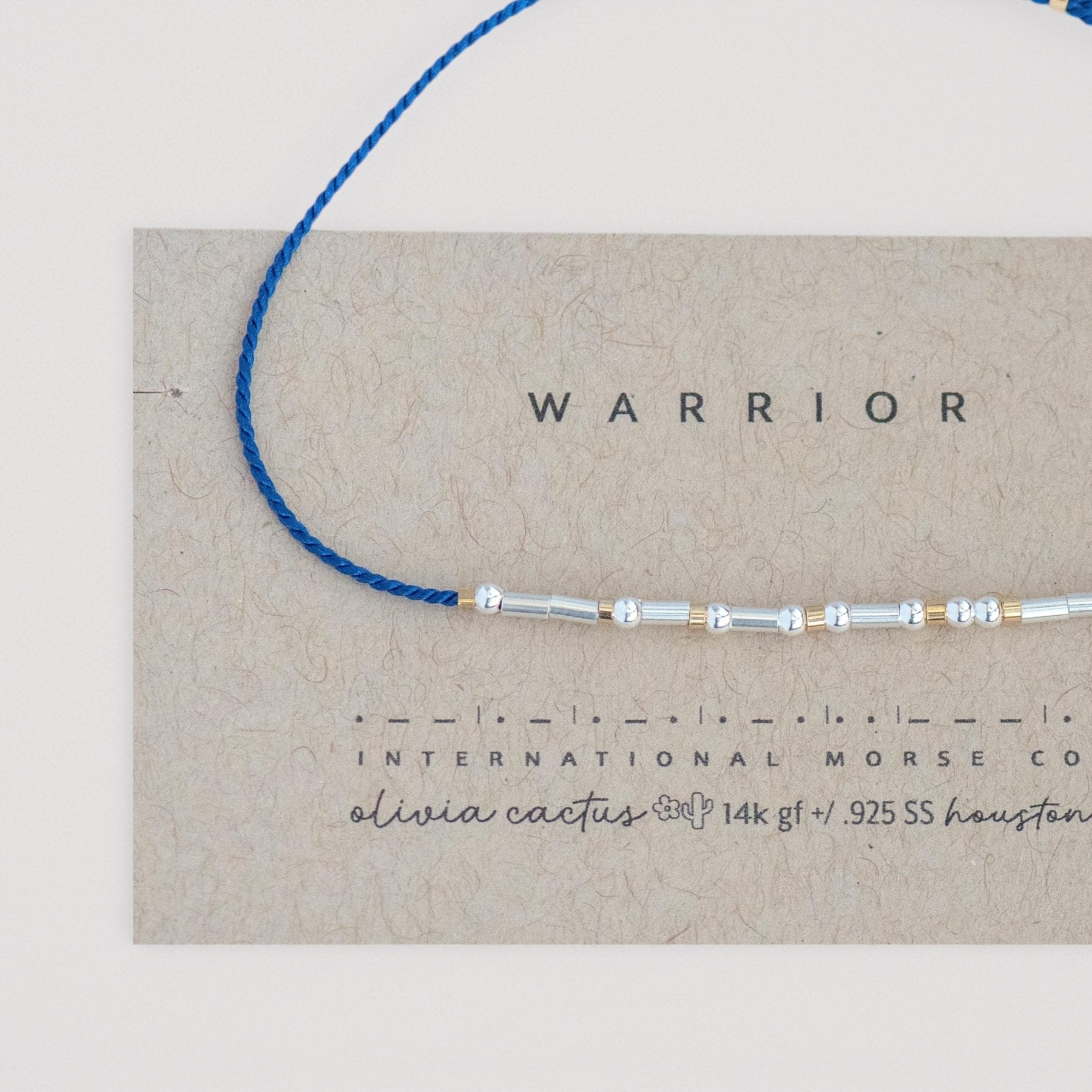 Be Strong - Sterling on Silk Morse Code Bracelet - Dainty 14K Gold & Silver Jewelry by Olivia Cactus
