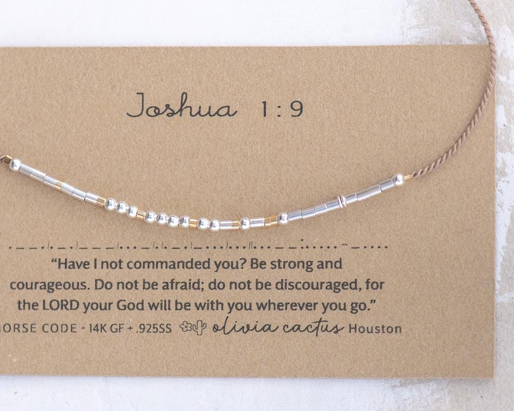 Be Strong - Sterling on Silk Morse Code Bracelet - Dainty 14K Gold & Silver Jewelry by Olivia Cactus