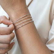 Be Strong - Sterling on Silk Morse Code Bracelet - Dainty 14K Gold & Silver Jewelry by Olivia Cactus