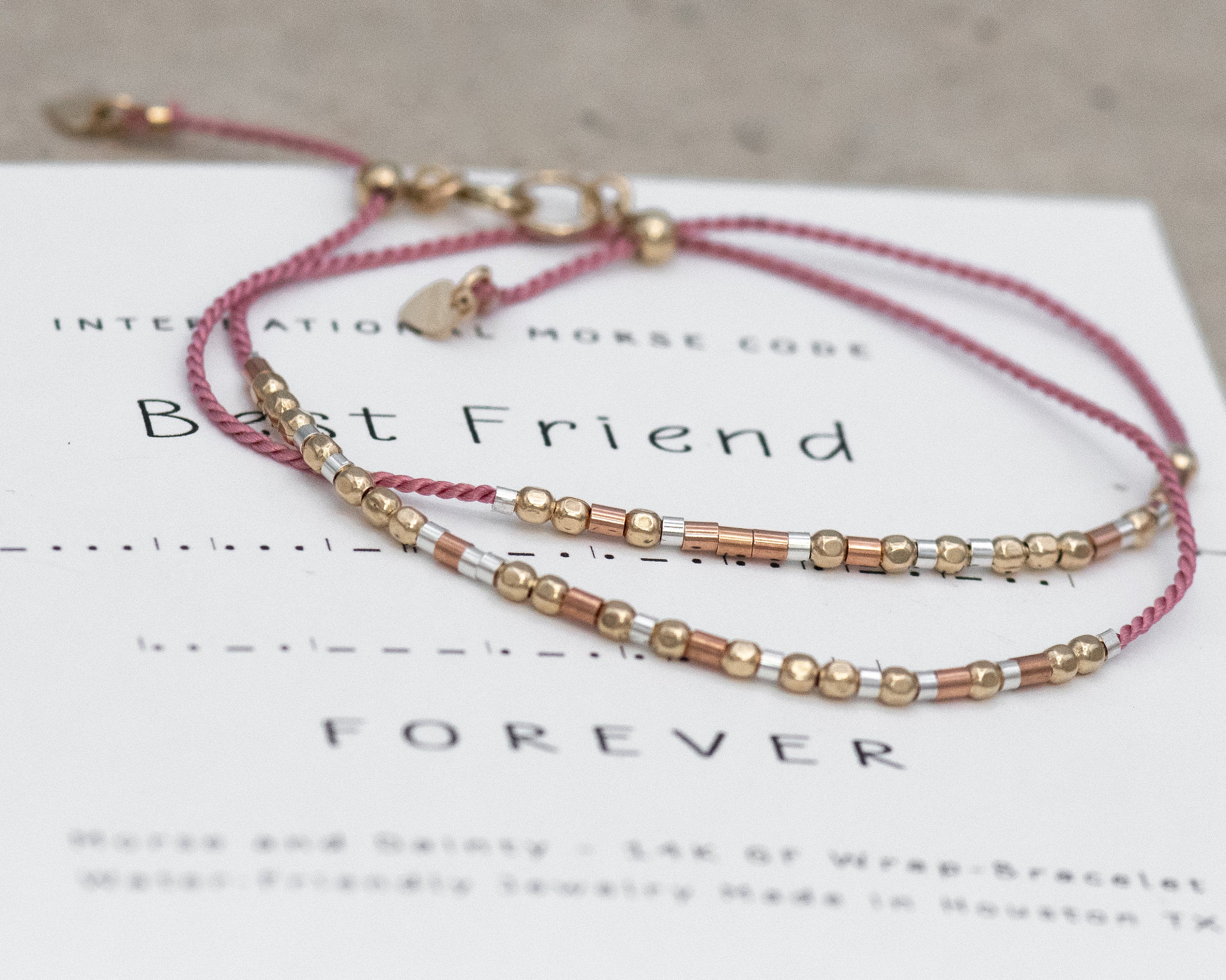 Best Friend Forever Wrap Bracelet - Nala Morse and Dainty Jewelry by Olivia Cactus