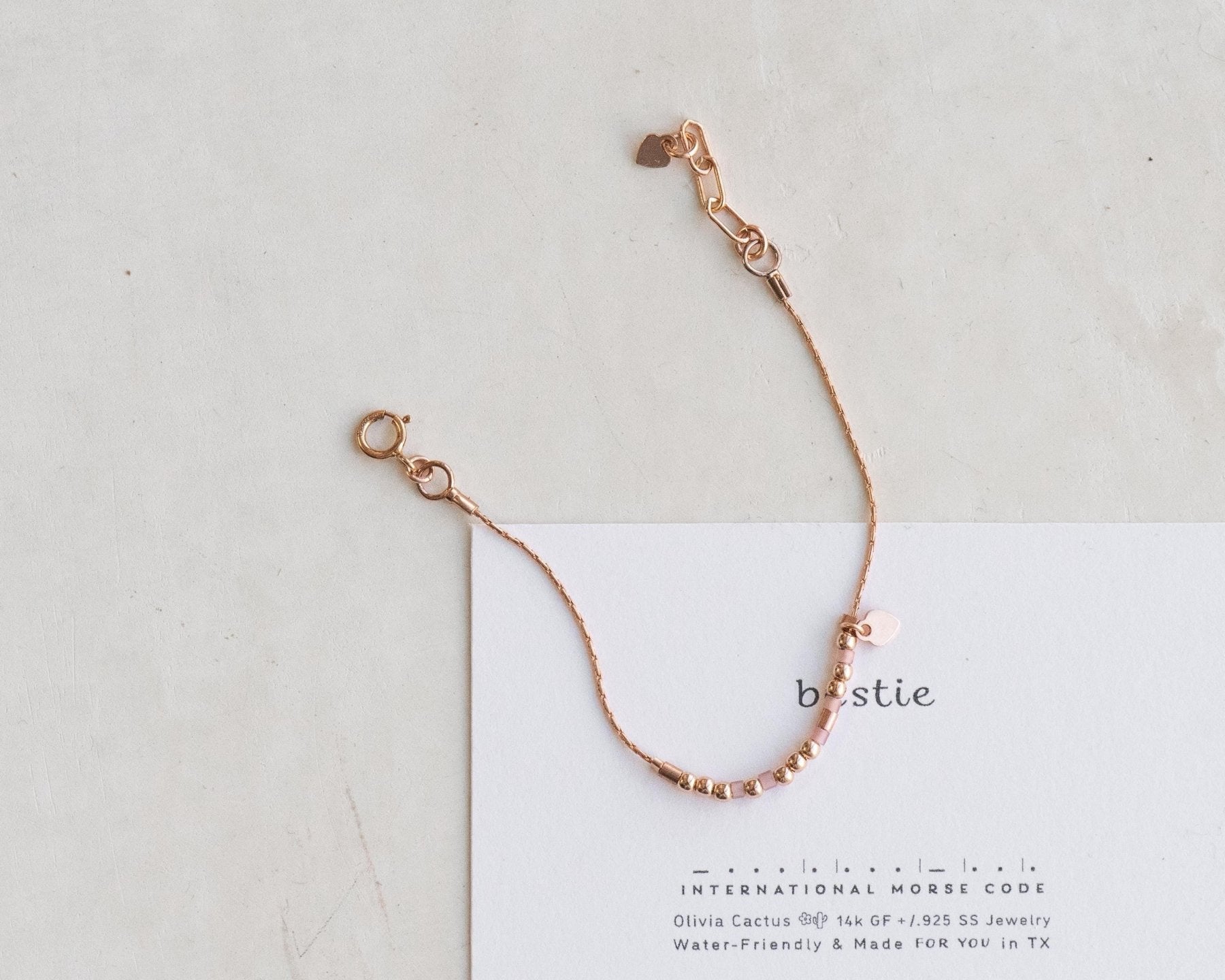Bestie Bracelet - Rose Gold - Dainty 14K Gold & Silver Jewelry by Olivia Cactus