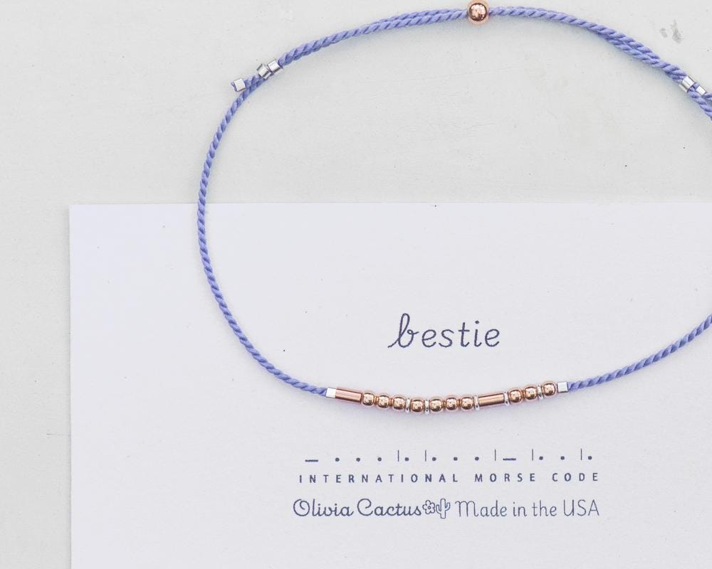 Bestie Morse Code Bracelet - Dainty 14K Gold & Silver Jewelry by Olivia Cactus