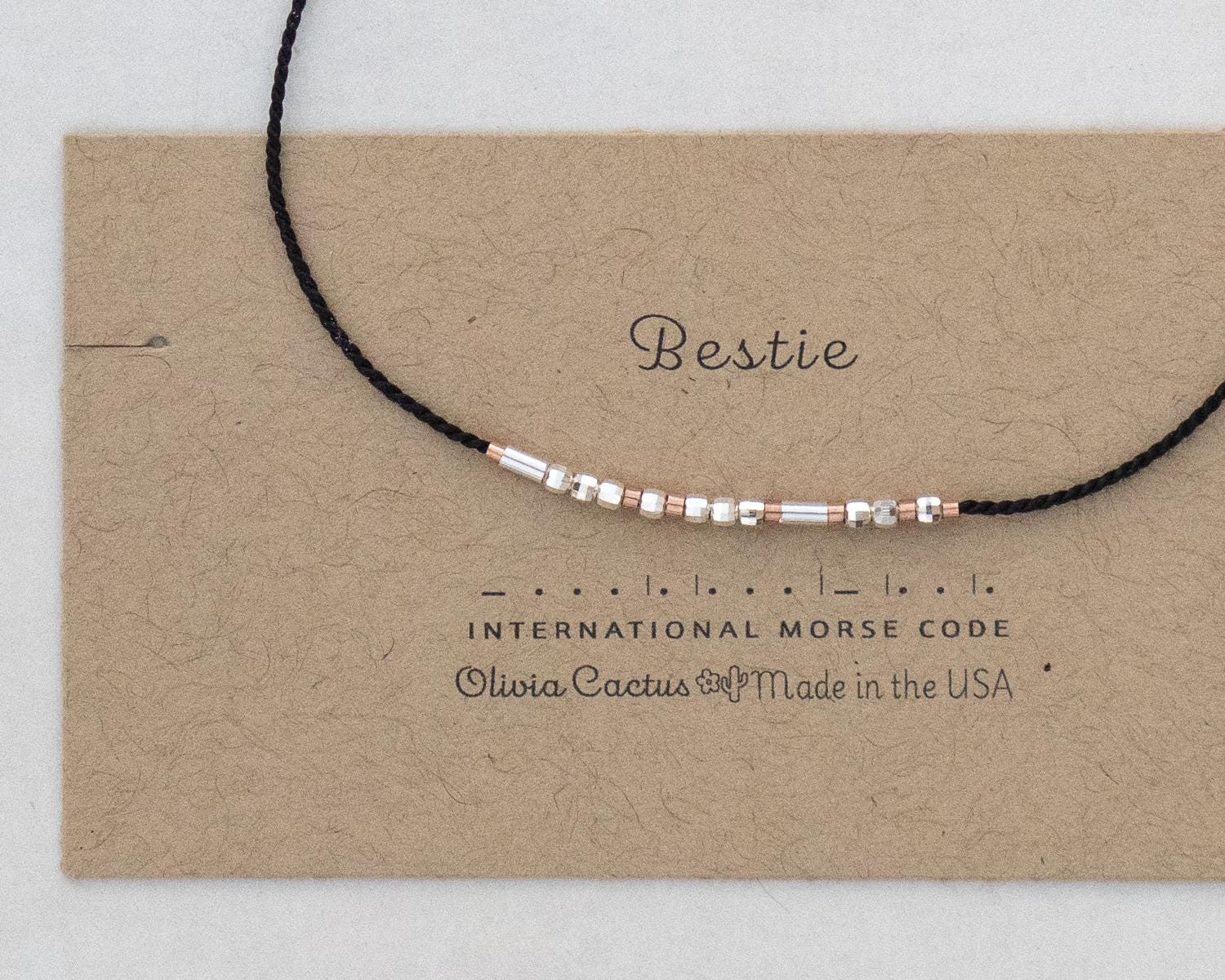 Bestie Morse Code Bracelet - Dainty 14K Gold & Silver Jewelry by Olivia Cactus