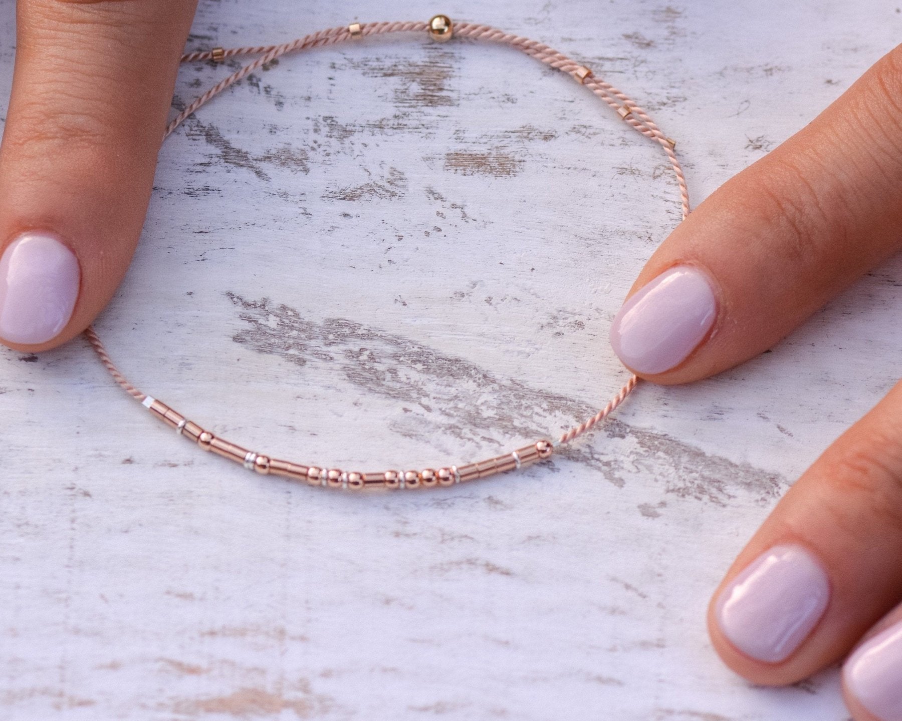 Bestie Morse Code Bracelet - Dainty 14K Gold & Silver Jewelry by Olivia Cactus