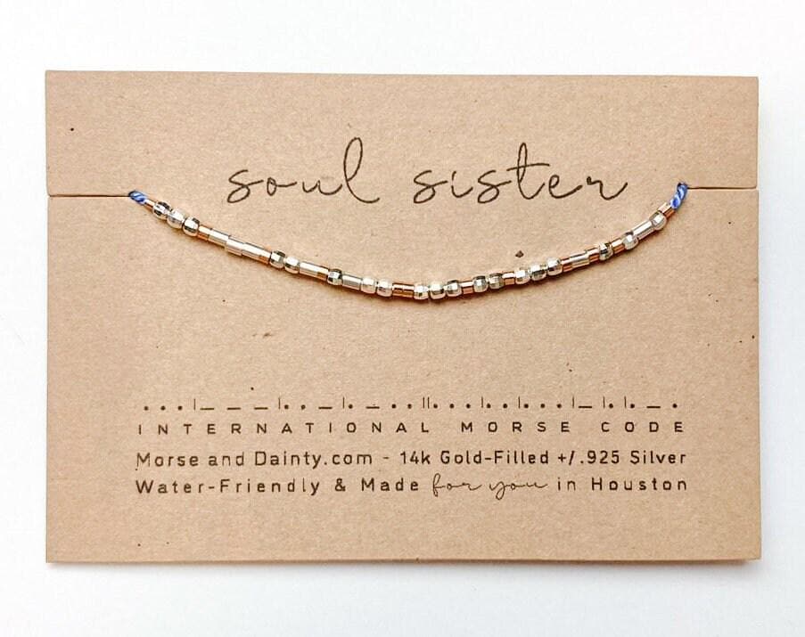 Bestie Morse Code Bracelet - Dainty 14K Gold & Silver Jewelry by Olivia Cactus