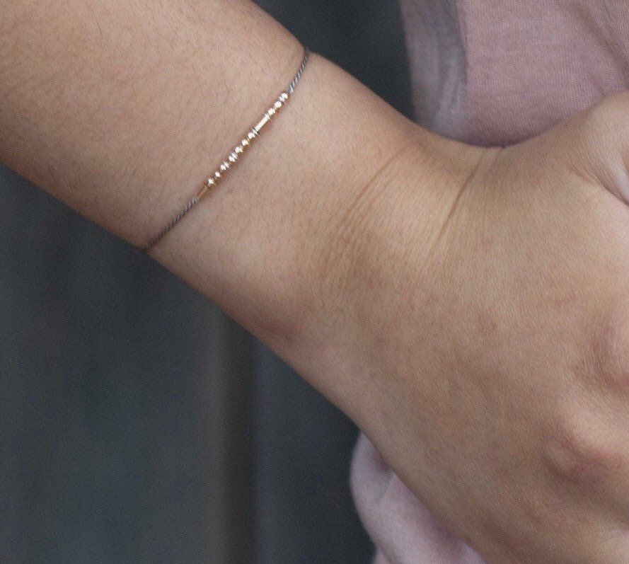 Bestie Morse Code Bracelet - Dainty 14K Gold & Silver Jewelry by Olivia Cactus