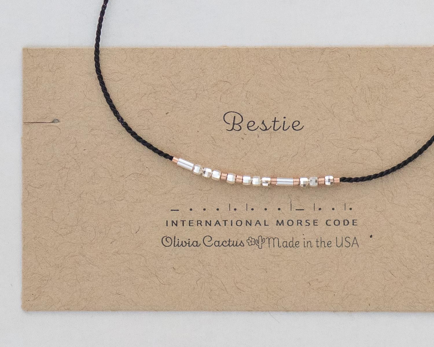 Bestie Morse Code Bracelet - Dainty 14K Gold & Silver Jewelry by Olivia Cactus