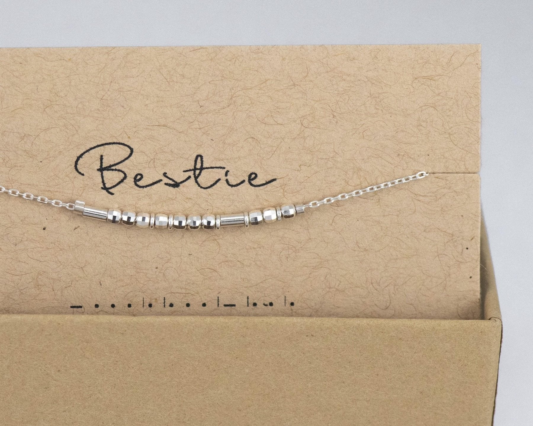 Bestie Morse Code Bracelet - Dainty 14K Gold & Silver Jewelry by Olivia Cactus