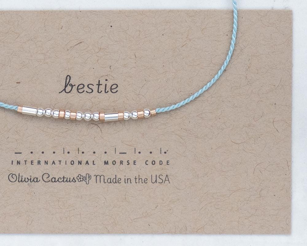 Bestie Morse Code Bracelet - Dainty 14K Gold & Silver Jewelry by Olivia Cactus