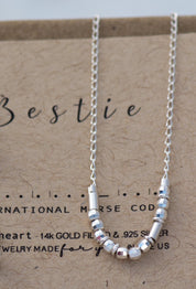 Bestie Morse Code Necklace - Dainty 14K Gold & Silver Jewelry by Olivia Cactus