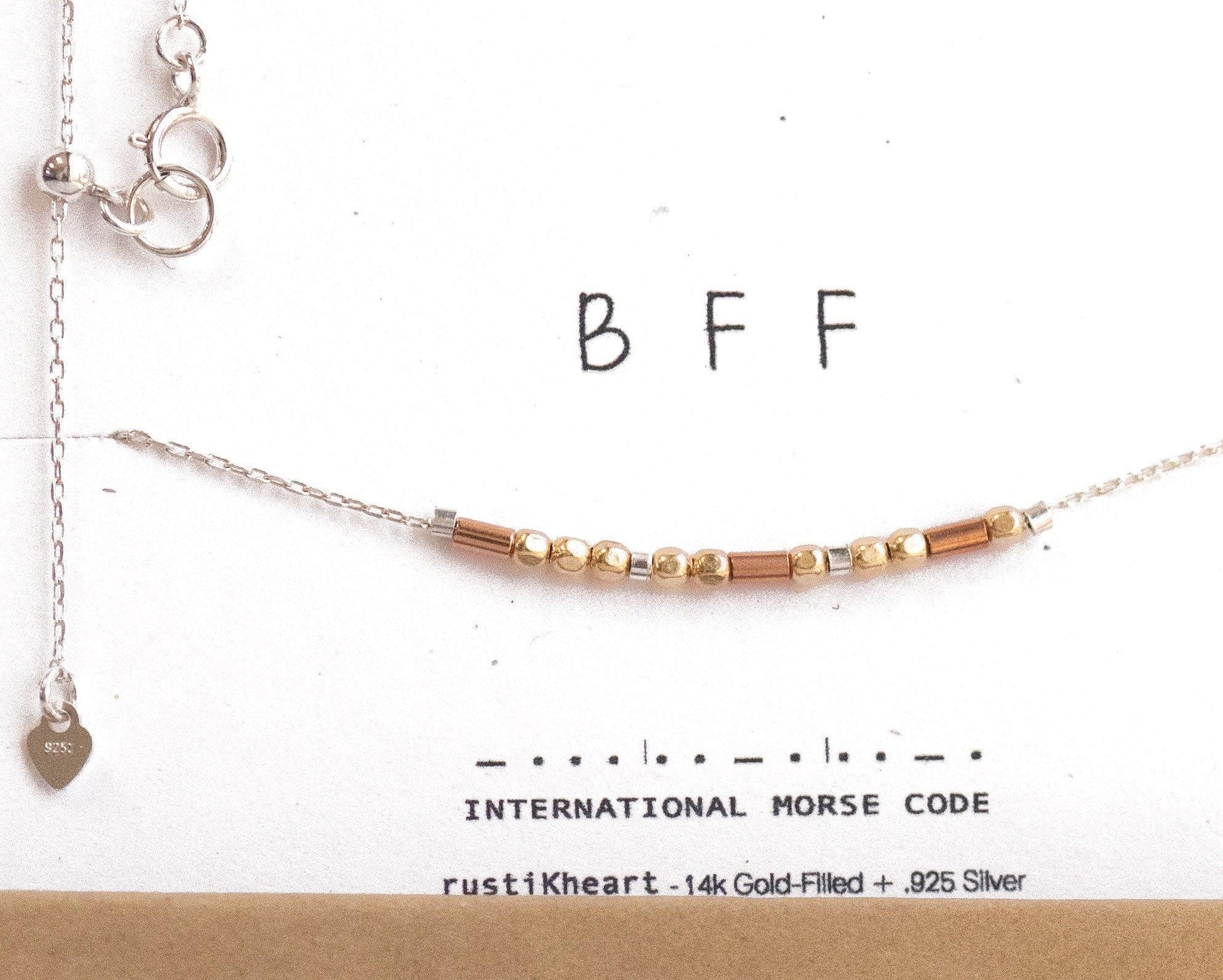 BFF Necklace Silver - Nala Morse and Dainty Jewelry by Olivia Cactus