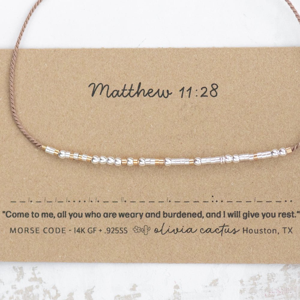 Bible Verse Morse Code Bracelet - Dainty 14K Gold & Silver Jewelry by Olivia Cactus