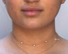 Choker (Single Strand) with 3 tiny Diamond-Cut Premium CZ Charms Morse and Dainty Jewelry by Olivia Cactus