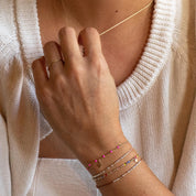 Colorful Swarovski Morse Friendship Bracelet - Dainty 14K Gold & Silver Jewelry by Olivia Cactus