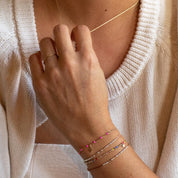 Colorful Swarovski Morse Friendship Bracelet - Dainty 14K Gold & Silver Jewelry by Olivia Cactus