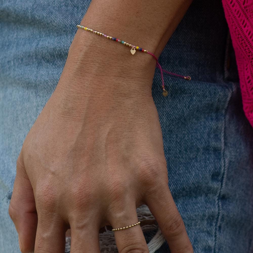 Colorful Swarovski Morse Friendship Bracelet - Dainty 14K Gold & Silver Jewelry by Olivia Cactus