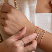 Colorful Swarovski Morse Friendship Bracelet - Dainty 14K Gold & Silver Jewelry by Olivia Cactus