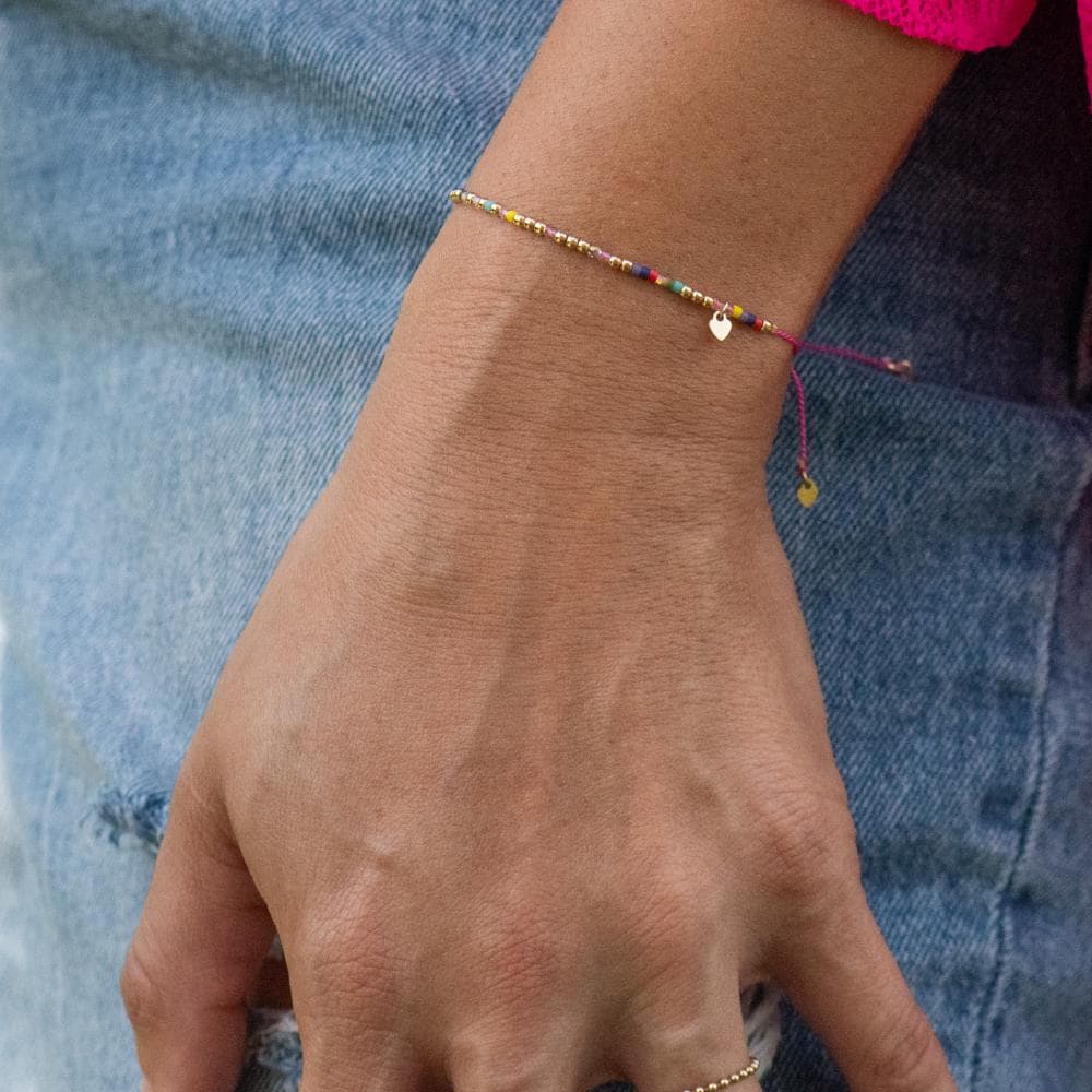 Colorful Swarovski Morse Friendship Bracelet - Dainty 14K Gold & Silver Jewelry by Olivia Cactus