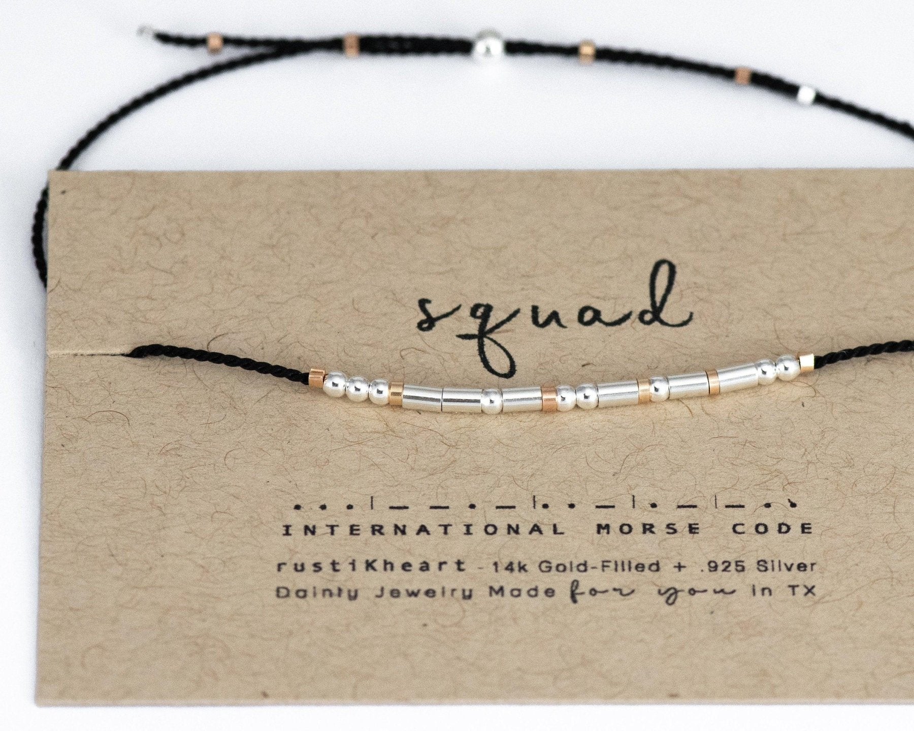 Custom Morse Code Bracelet - Dainty 14K Gold & Silver Jewelry by Olivia Cactus