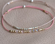 Custom Morse Code Bracelet - Dainty 14K Gold & Silver Jewelry by Olivia Cactus